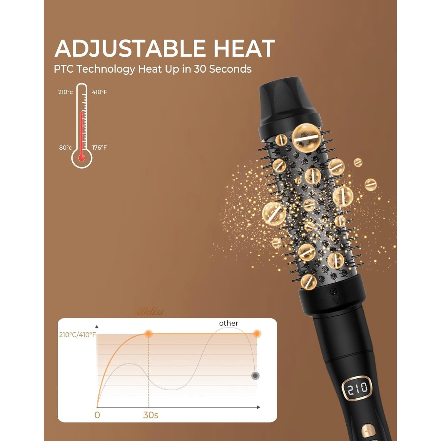 Juego de Plancha de Cabello 3 en 1 Ukliss - Varita, Cepillo y Rizador