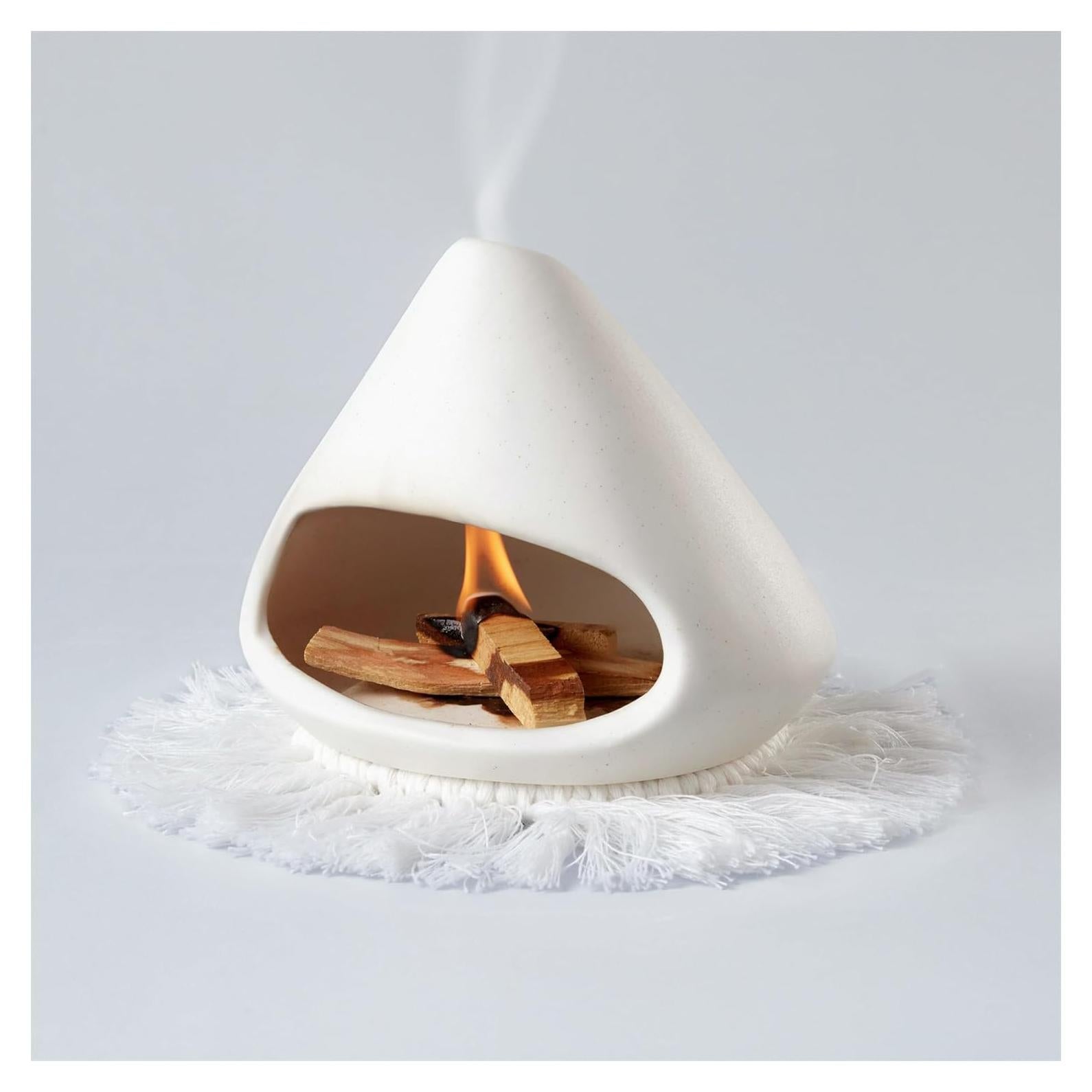 Soporte para Palo Santo Akaguies con Alfombrilla Aislante - Blanco