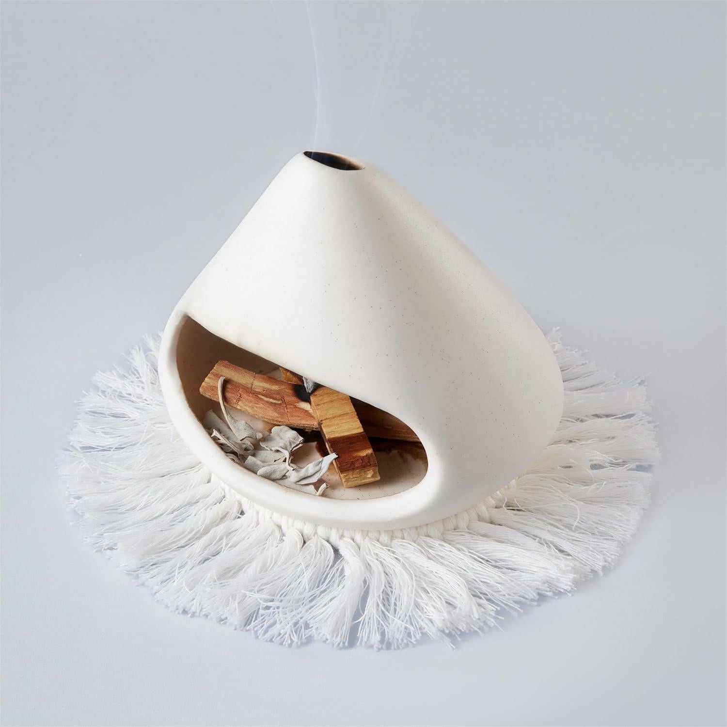 Soporte para Palo Santo Akaguies con Alfombrilla Aislante - Blanco