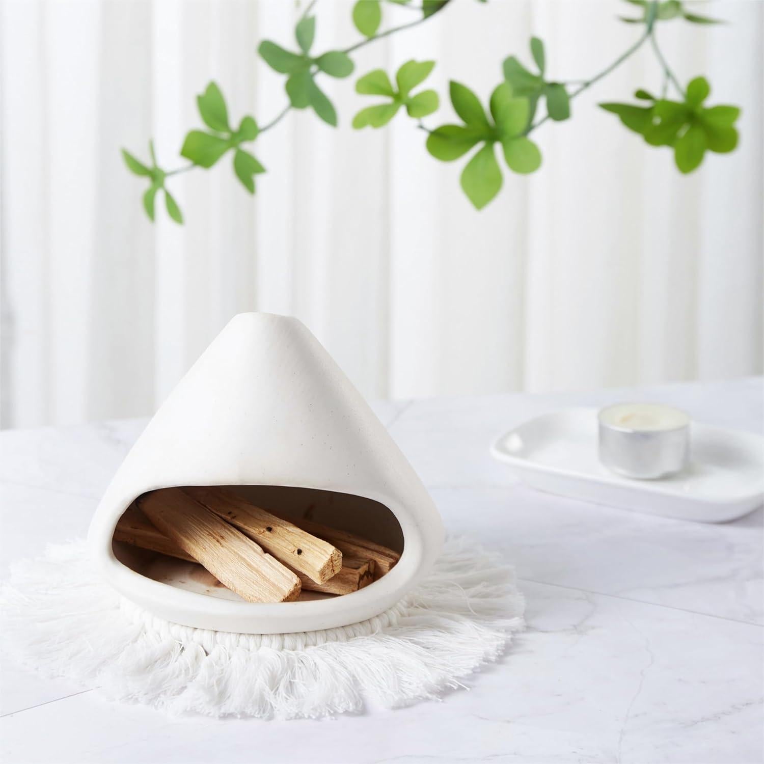 Soporte para Palo Santo Akaguies con Alfombrilla Aislante - Blanco