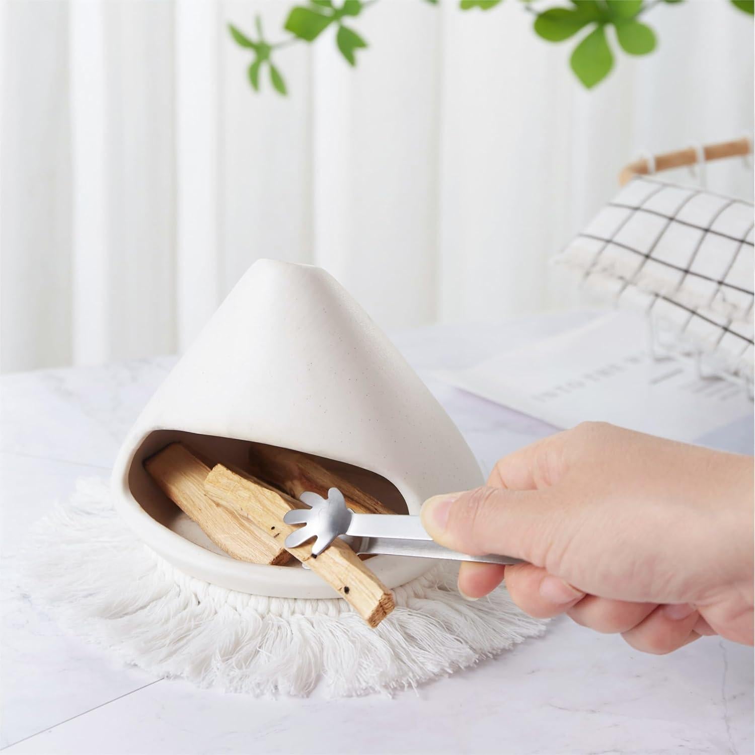 Soporte para Palo Santo Akaguies con Alfombrilla Aislante - Blanco