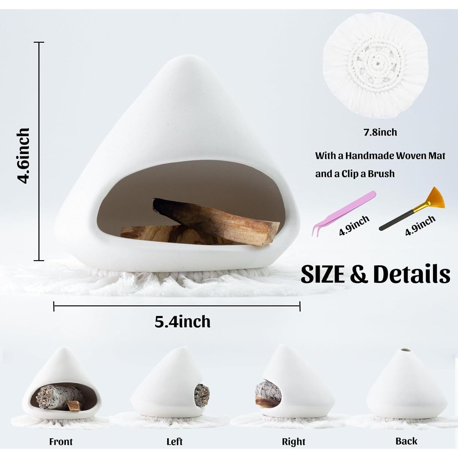 Soporte para Palo Santo Akaguies con Alfombrilla Aislante - Blanco