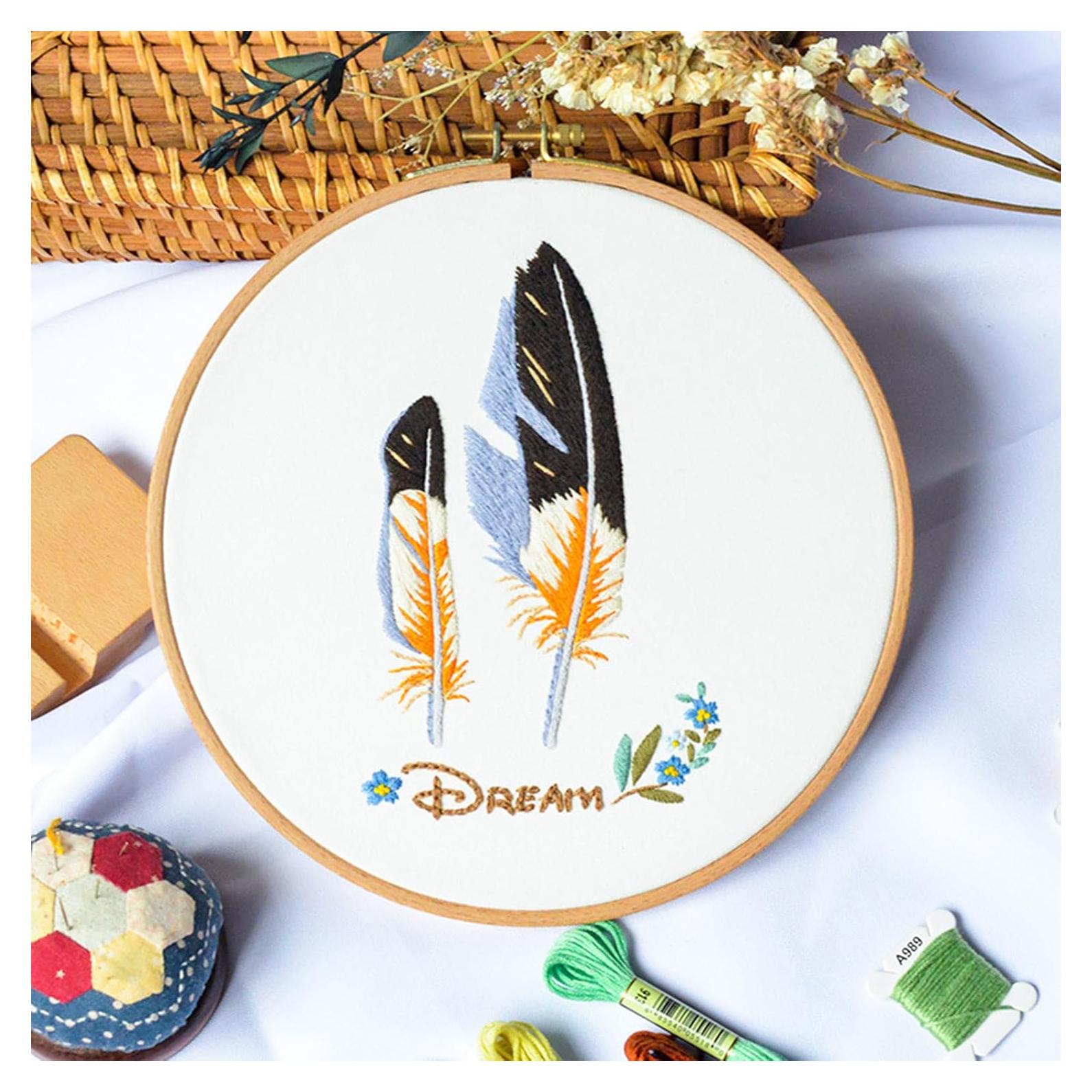 Kit de Bordado URROMA para Principiantes con Patrón Pluma