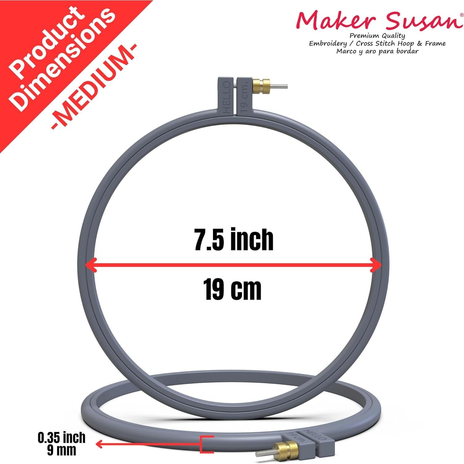 Aro de Bordado Plástico Maker Susan 19 cm Gris Antracita