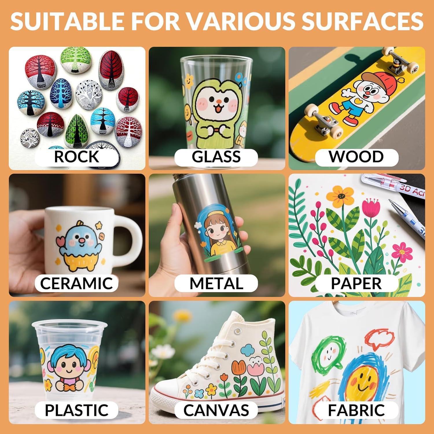 Bolígrafo de Gel Acrílico 3D KEMYR - 12 Colores, Punta 1mm