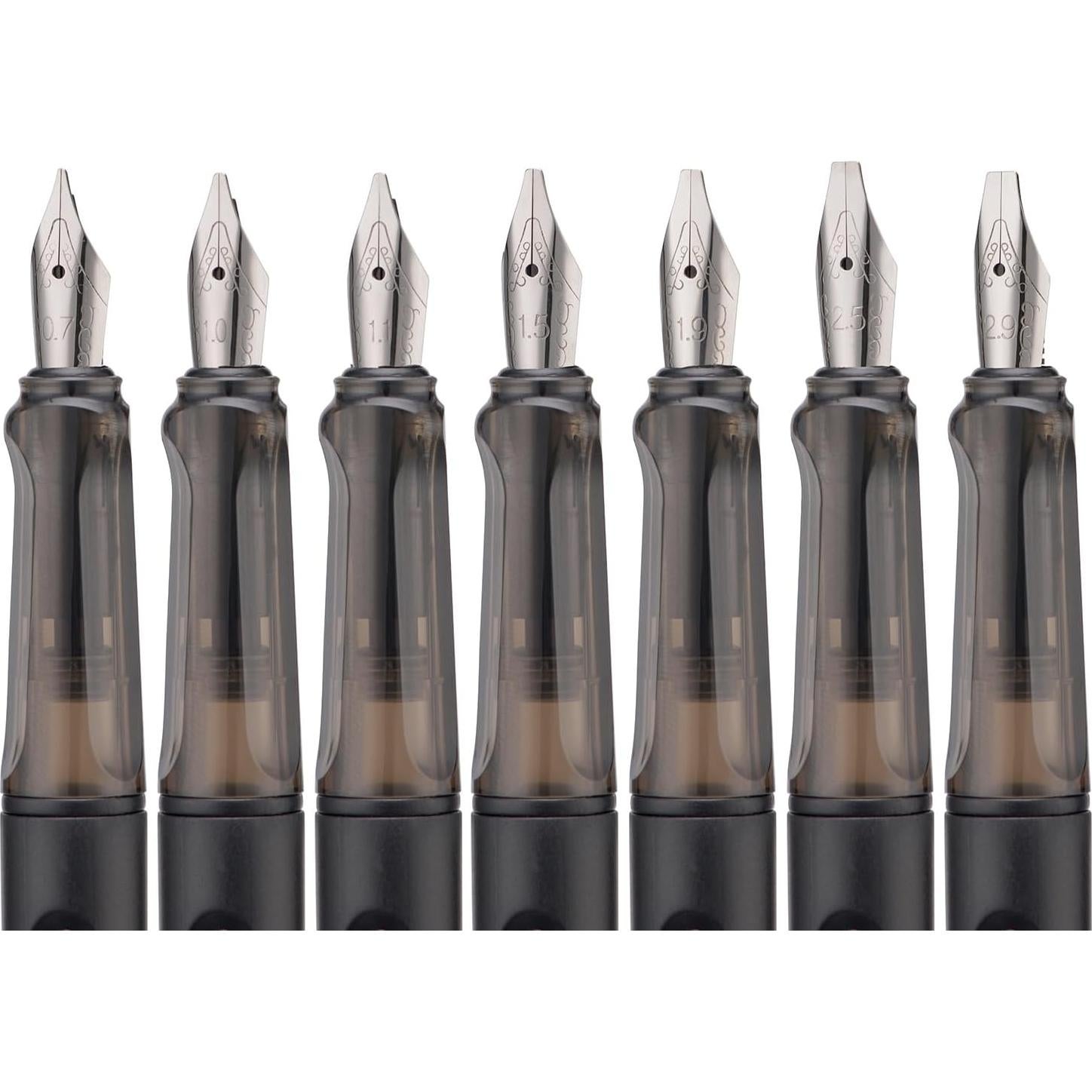 Juego de Plumas Estilográficas Erofa Negras Mate 7 Tamaños