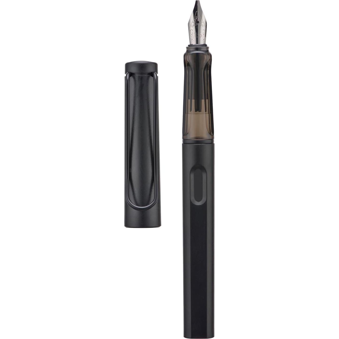 Juego de Plumas Estilográficas Erofa Negras Mate 7 Tamaños