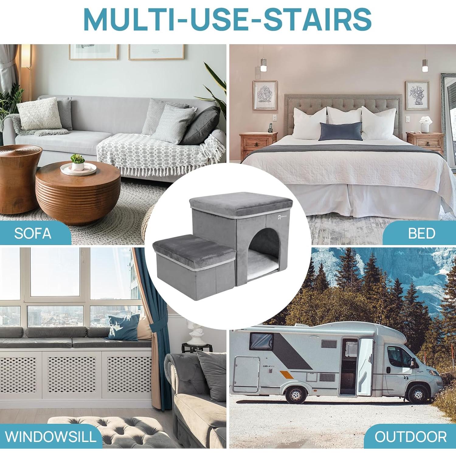 Escalera Plegable para Mascotas RYpetmia 2 Niveles Antideslizante