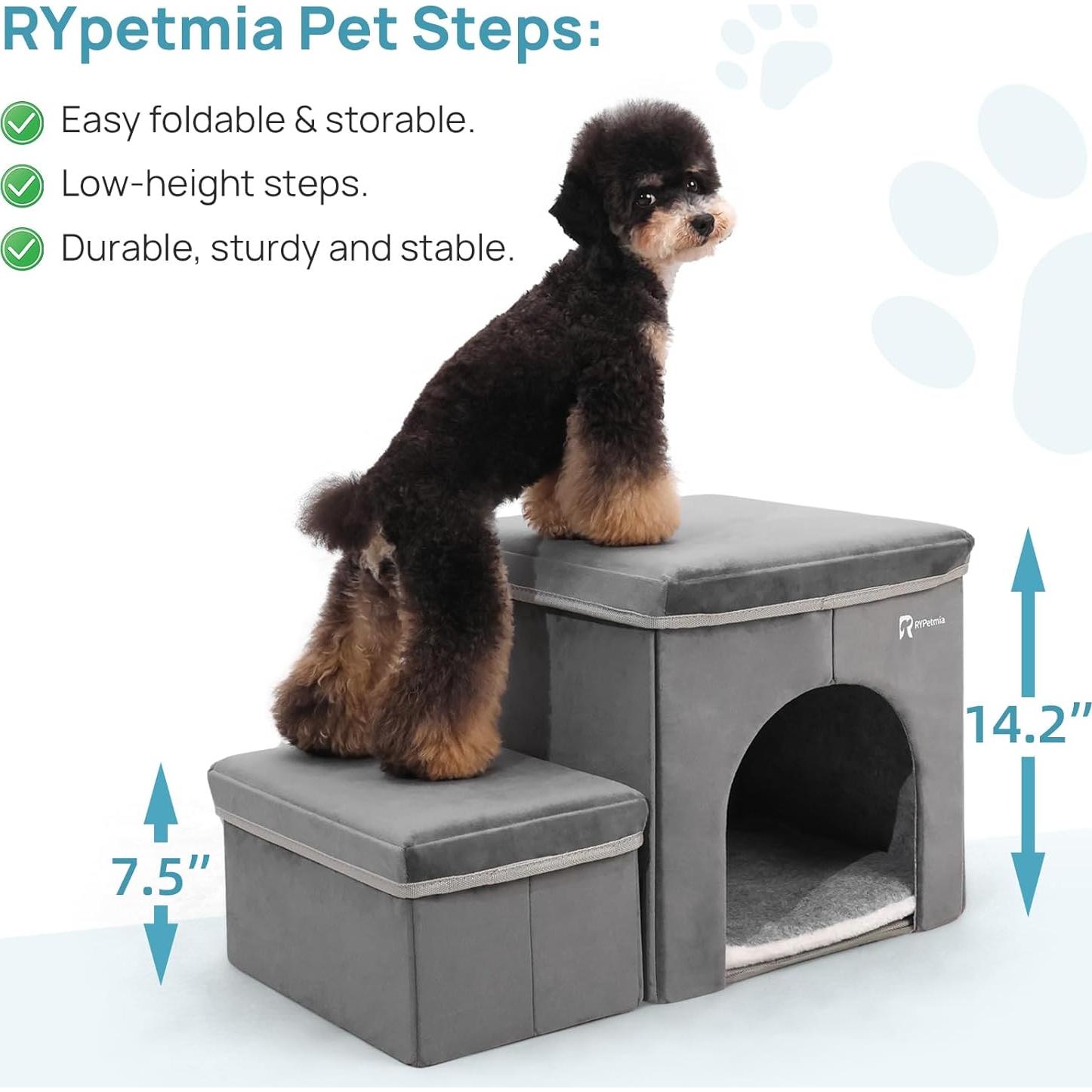 Escalera Plegable para Mascotas RYpetmia 2 Niveles Antideslizante