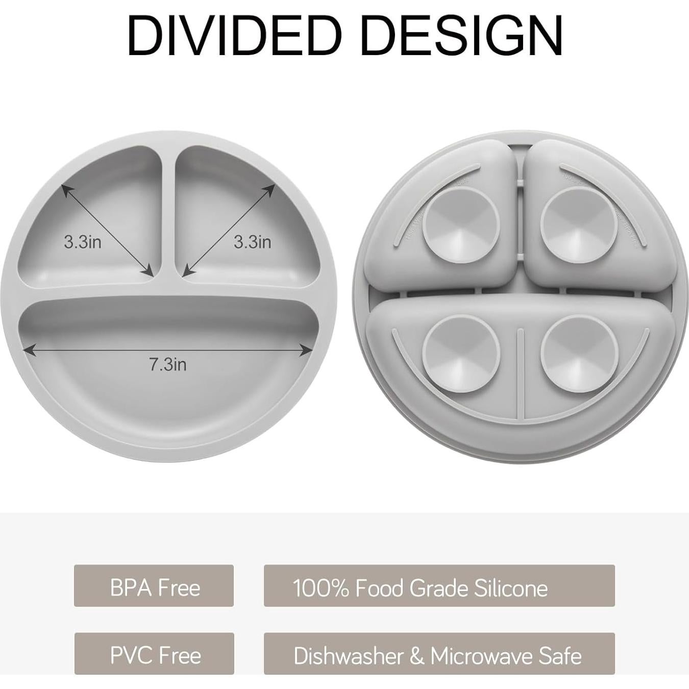 Juego de Alimentación para Bebés Eascrozn - 2 Platos Divididos, 2 Cucharas y 2 Tenedores, Libre de BPA