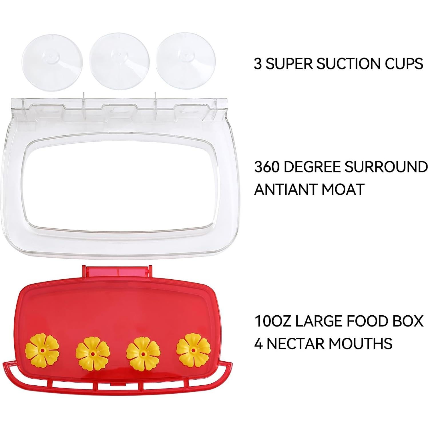 Comedero para Colibríes HCGADON Ventana 0.29L Rojo Antihormigas