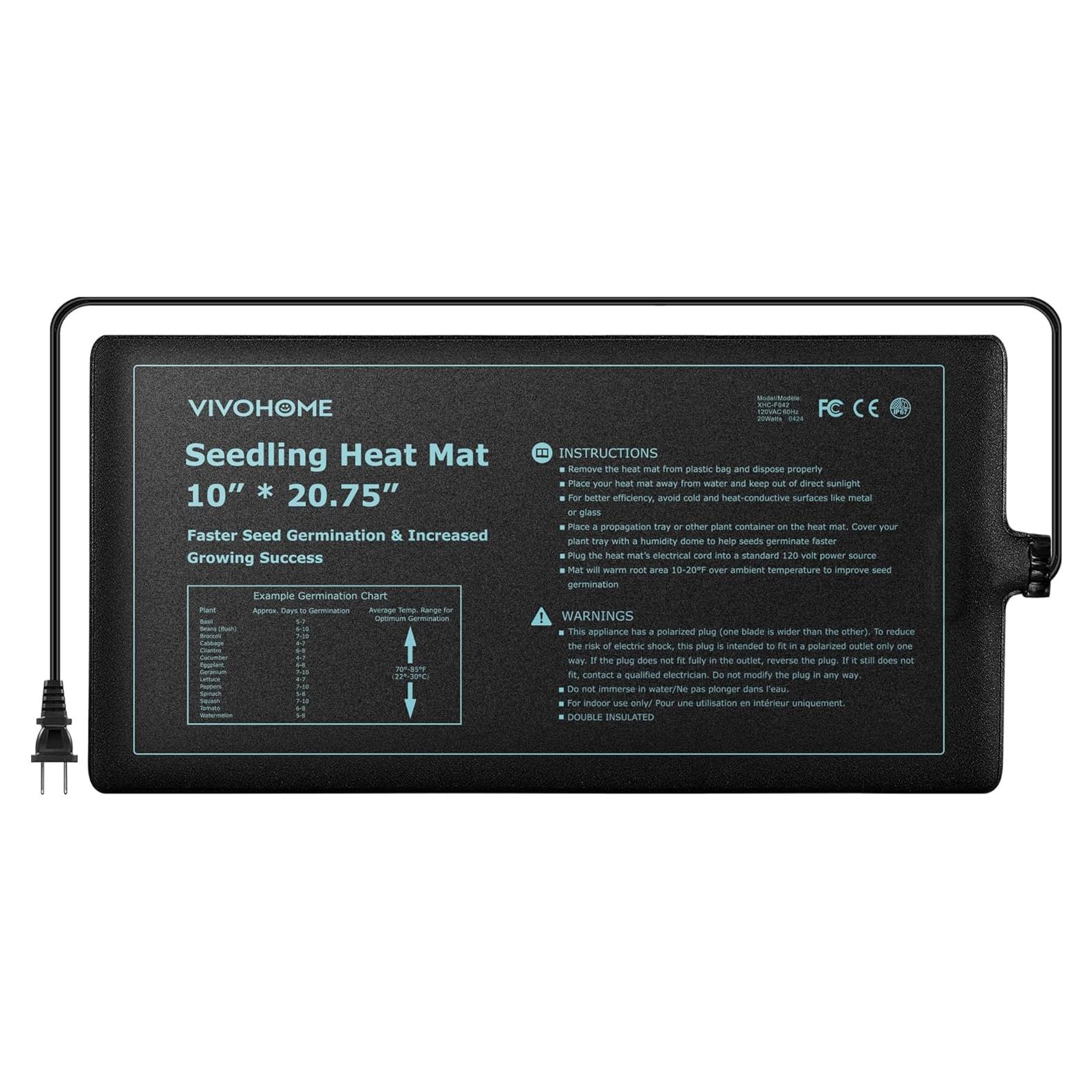 Almohadilla Térmica VIVOHOME 20W para Plántulas 25.4x52.7cm