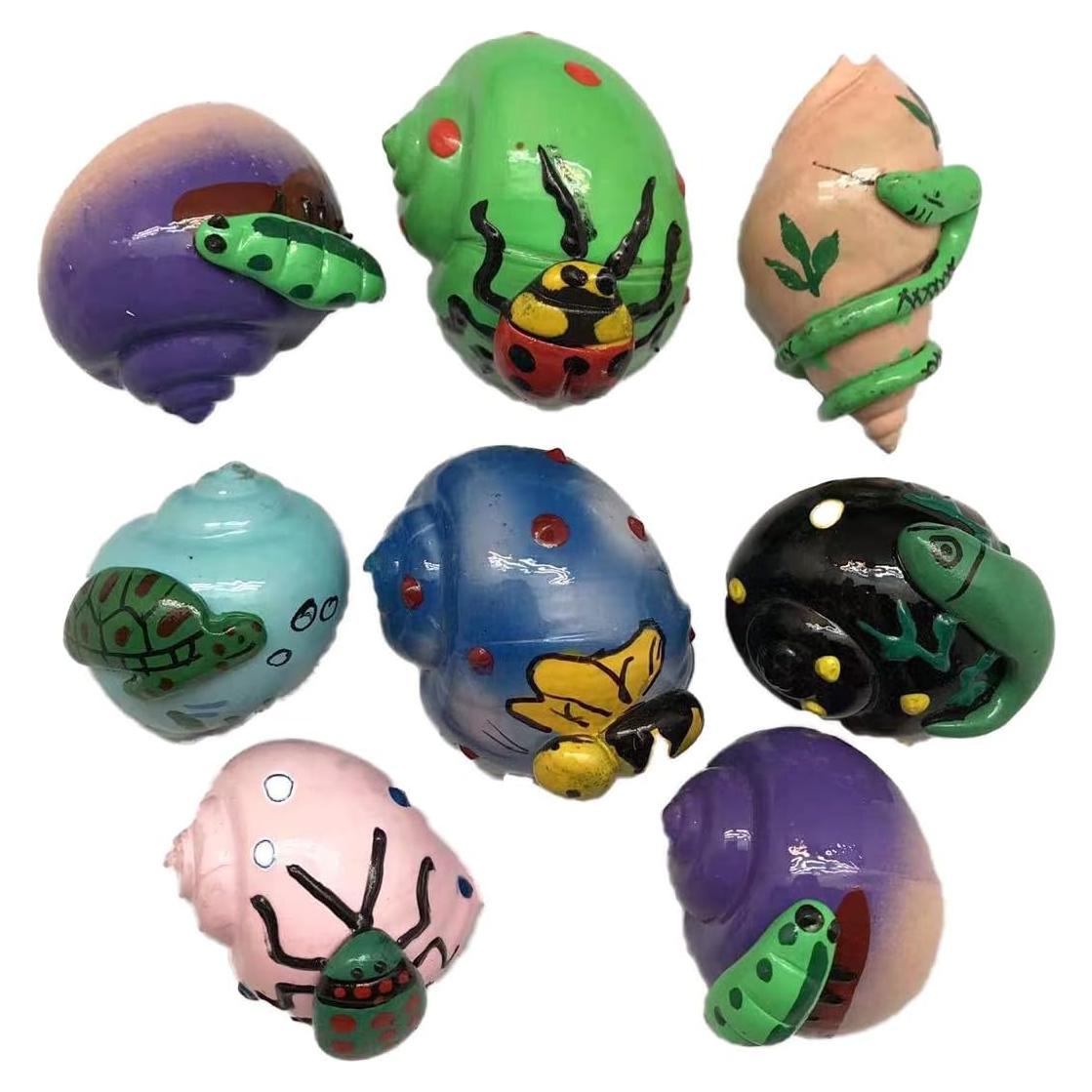 Conchas de Cangrejo Ermitaño Pintadas 8PC 5cm Decoración