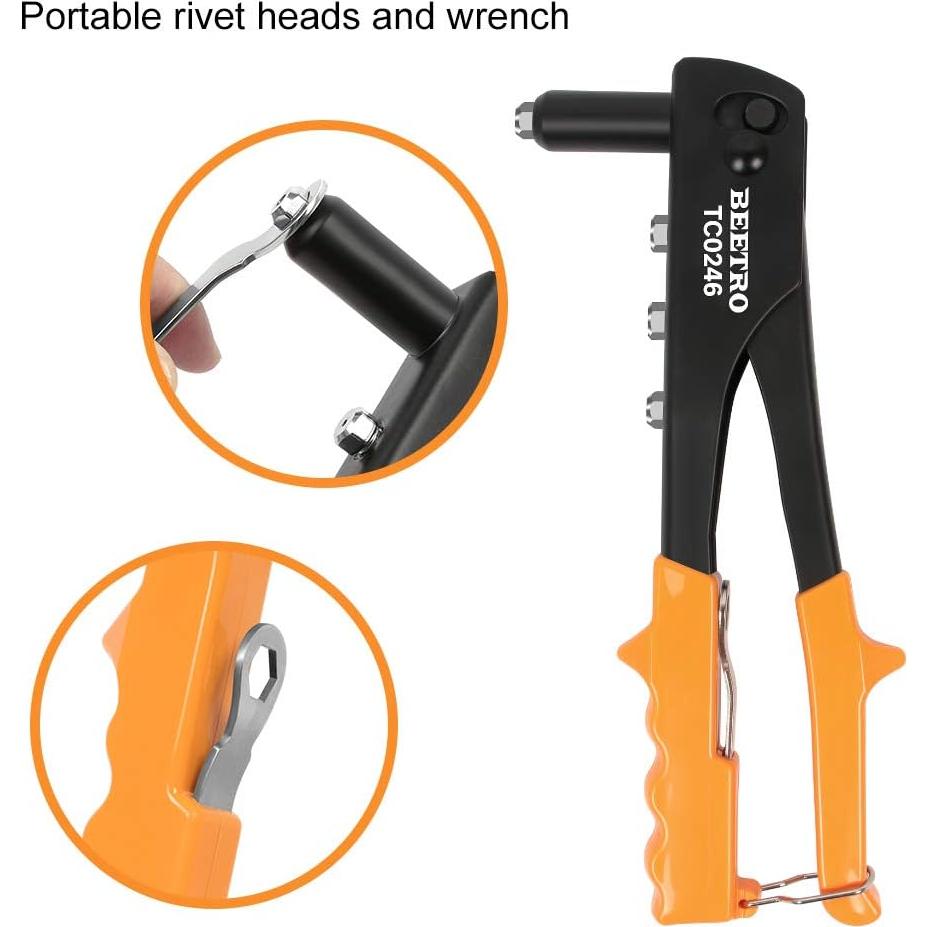 Remachadora de Mano BEETRO TC0246 con 4 Puntas y 100 Remaches