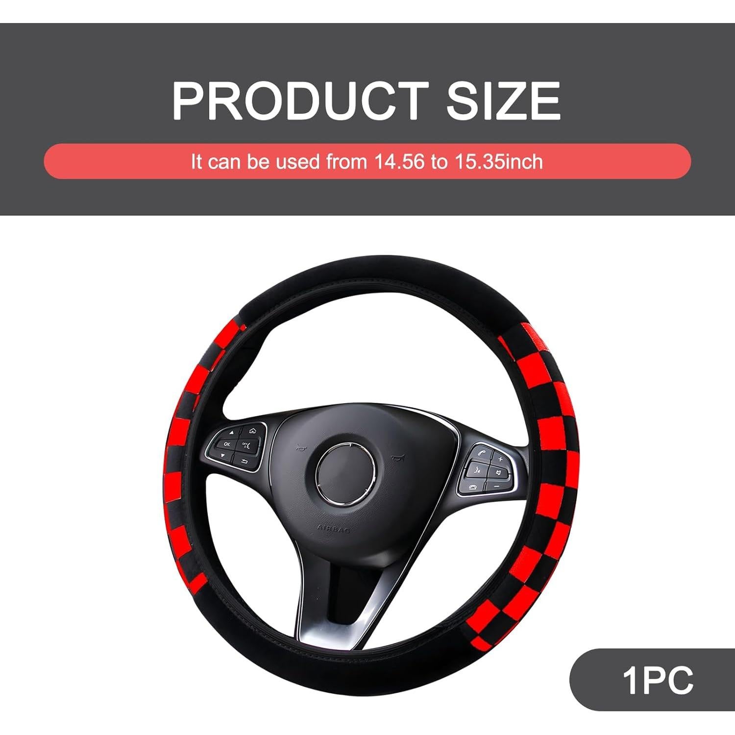 Funda Elástica para Volante de Coche gunroil 14-15" Negro y Rojo