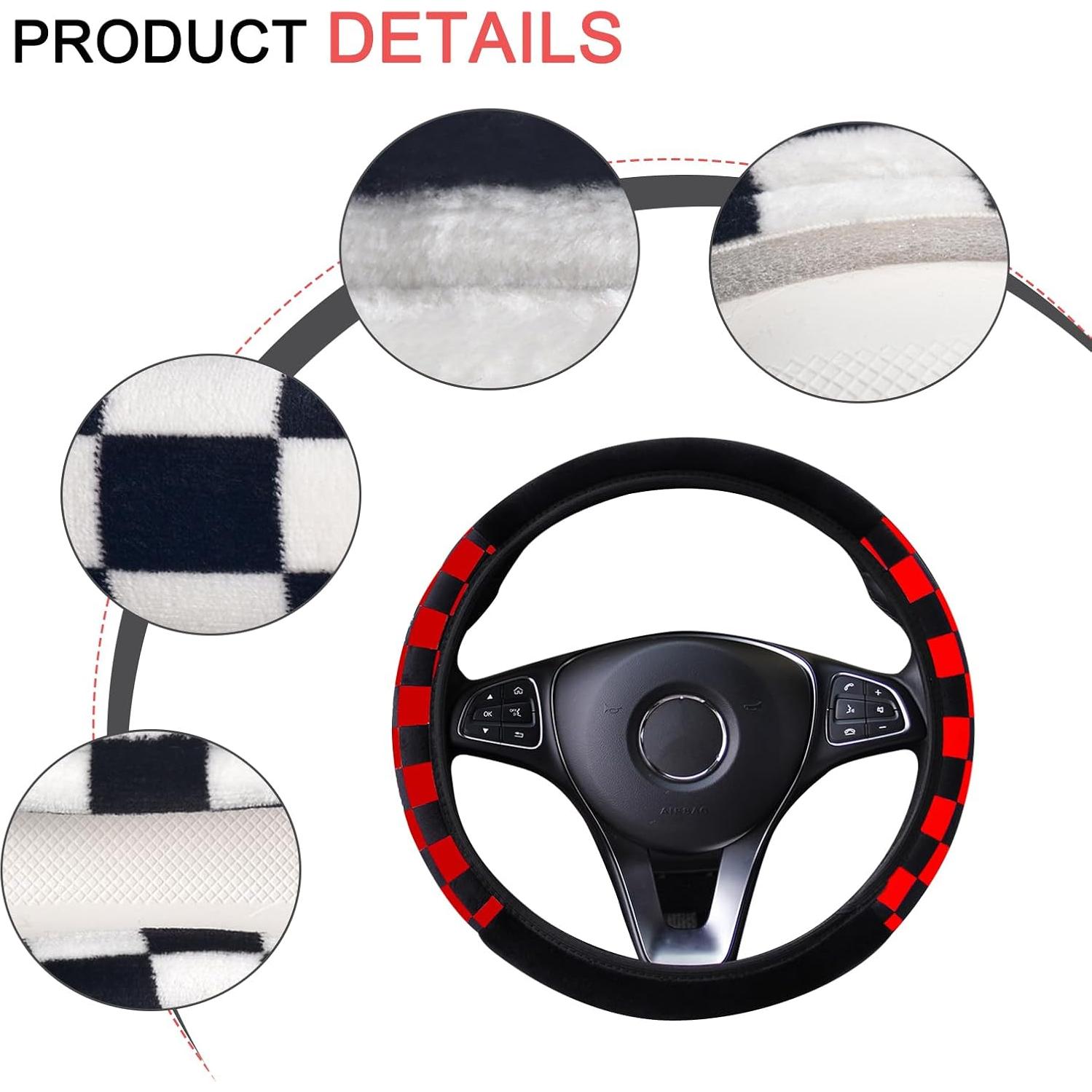 Funda Elástica para Volante de Coche gunroil 14-15" Negro y Rojo