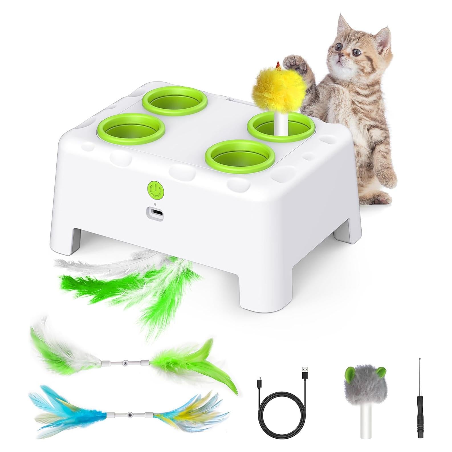 Juguete Interactivo para Gatos Bolpetizo 2-en-1 con Plumas