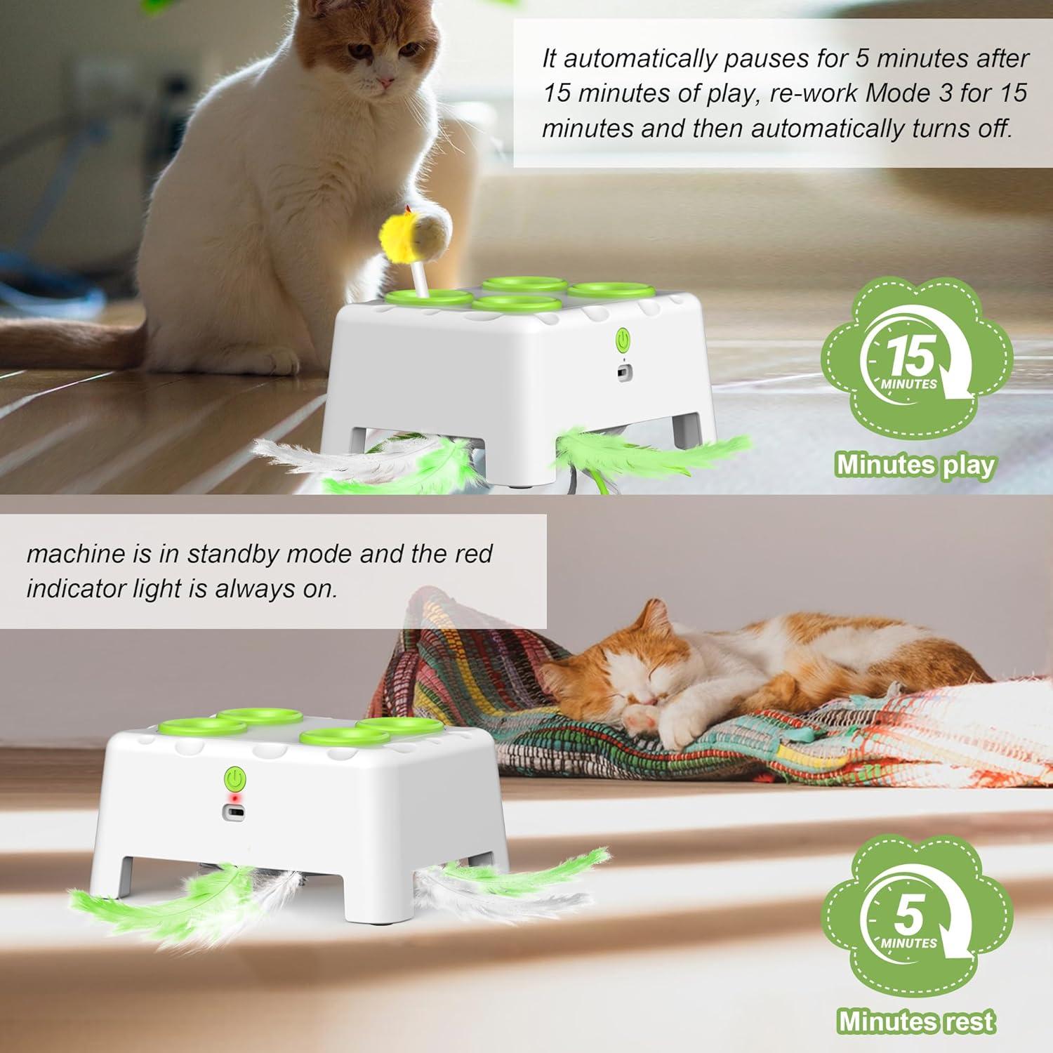 Juguete Interactivo para Gatos Bolpetizo 2-en-1 con Plumas