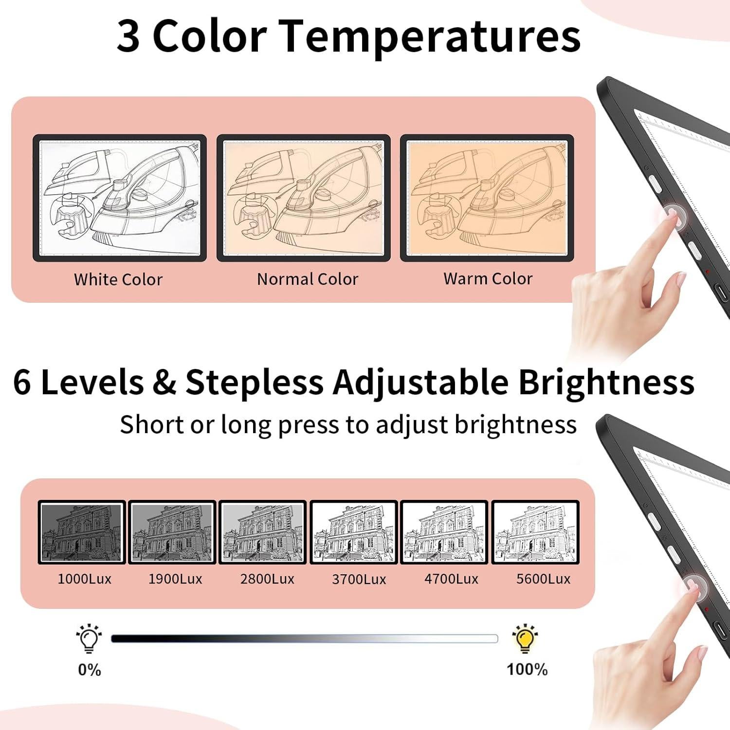 Pad de Luz A3 YINGWOND Recargable 4000mAh 46.2x34cm LED