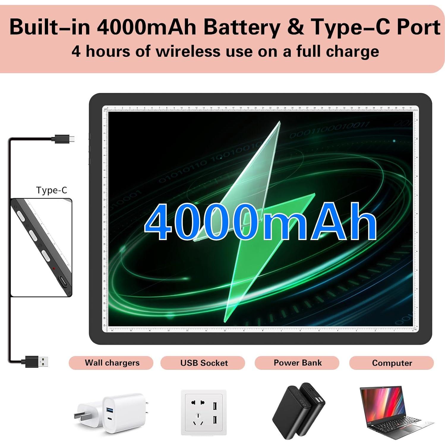 Pad de Luz A3 YINGWOND Recargable 4000mAh 46.2x34cm LED