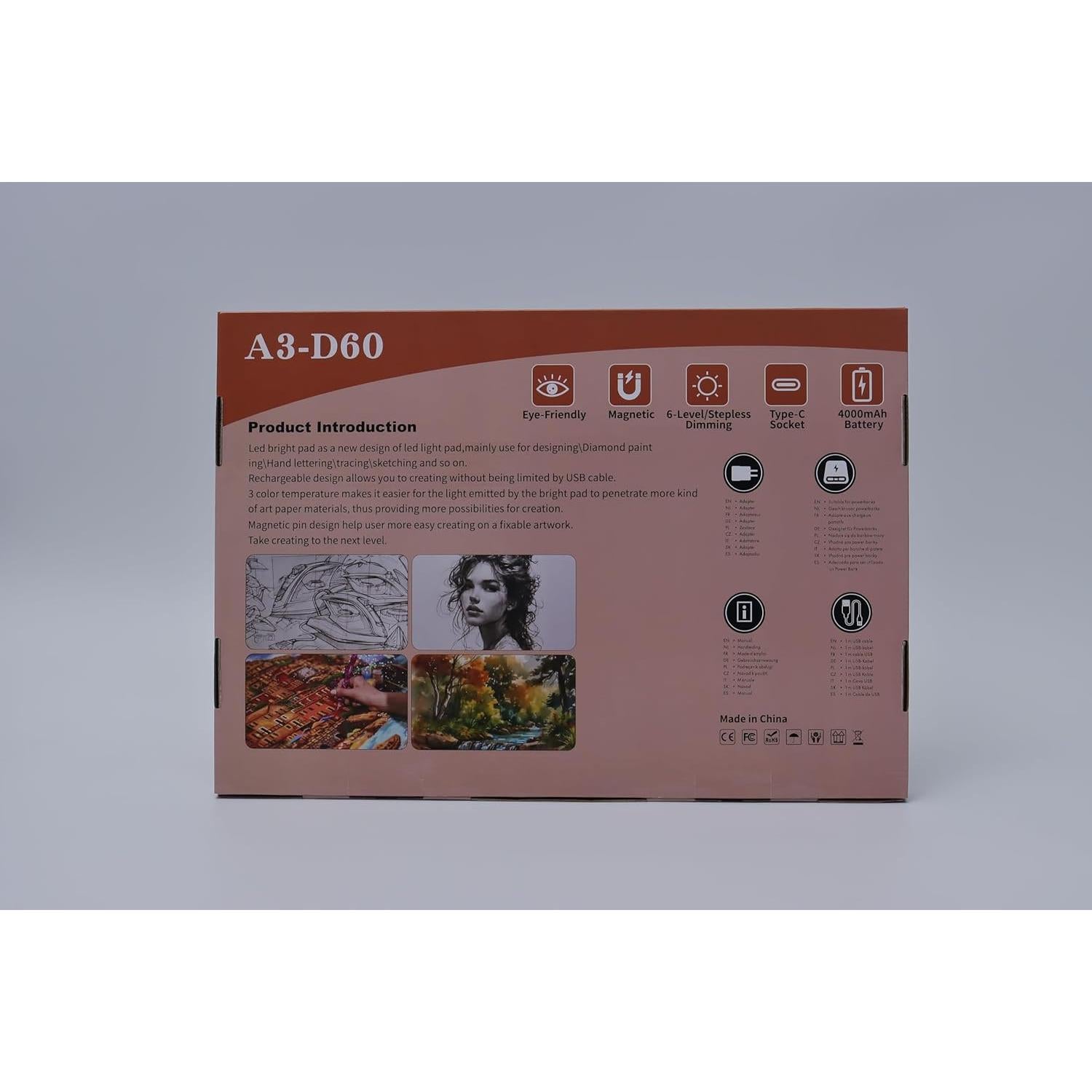 Pad de Luz A3 YINGWOND Recargable 4000mAh 46.2x34cm LED