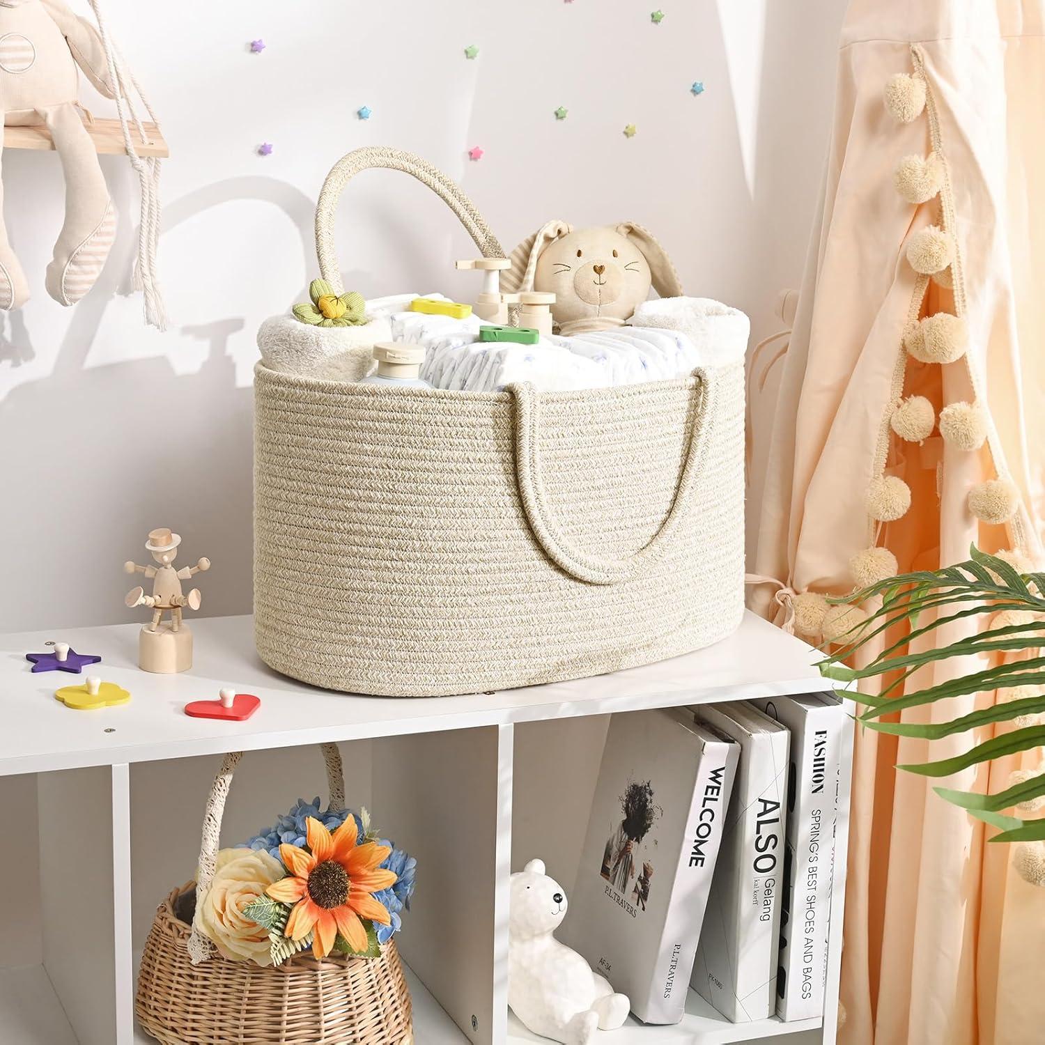 Cesta Organizador de Pañales para Bebé Algodón XL Avena
