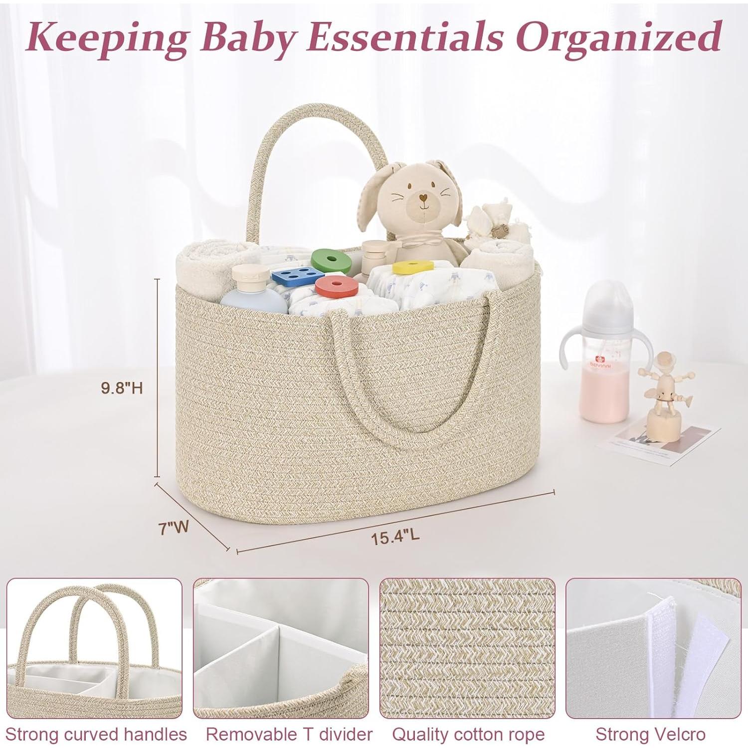 Cesta Organizador de Pañales para Bebé Algodón XL Avena