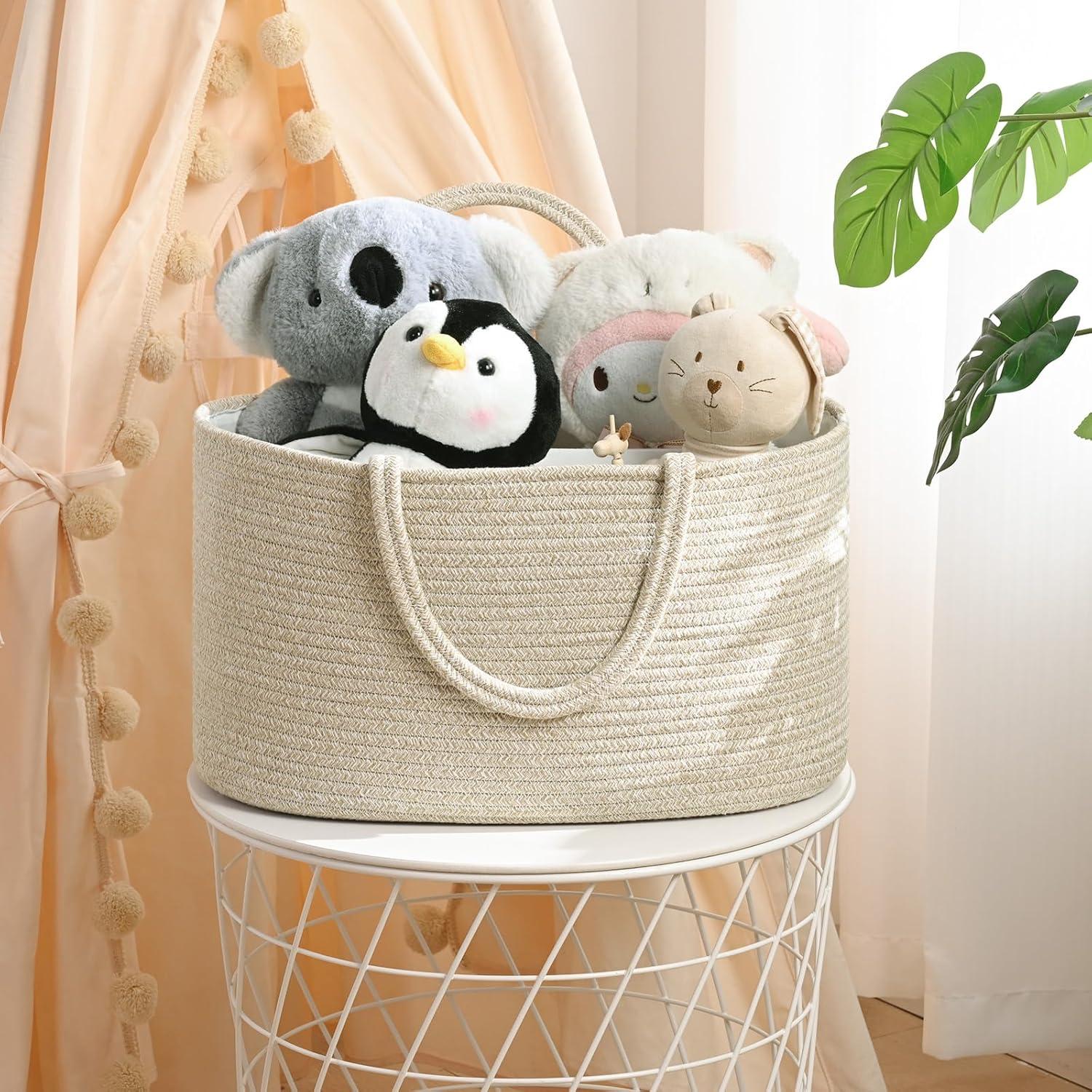 Cesta Organizador de Pañales para Bebé Algodón XL Avena