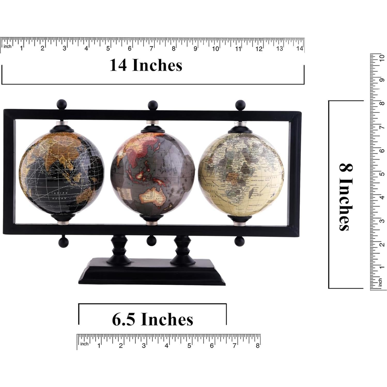 Conjunto de 3 Globos Terráqueos Rely+ 10 cm Decorativos