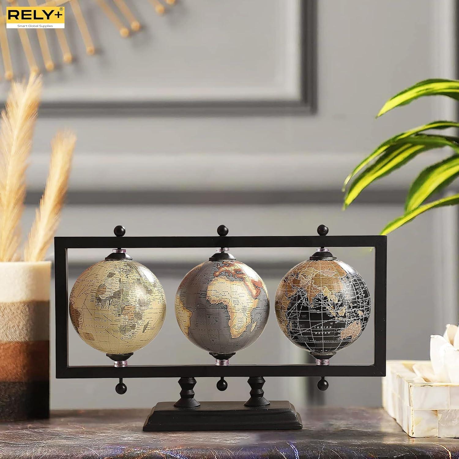 Conjunto de 3 Globos Terráqueos Rely+ 10 cm Decorativos