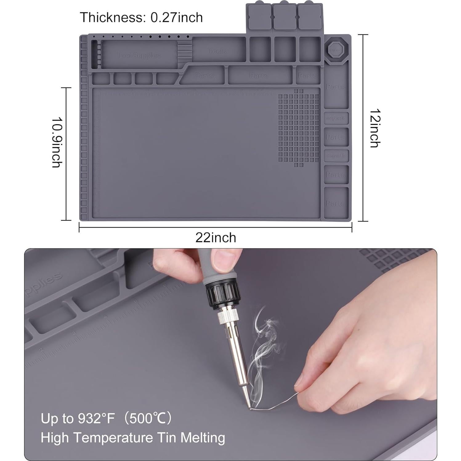 Alfombrilla de Soldadura Silicona U.S CAYEDA 44x30cm Resistente al Calor