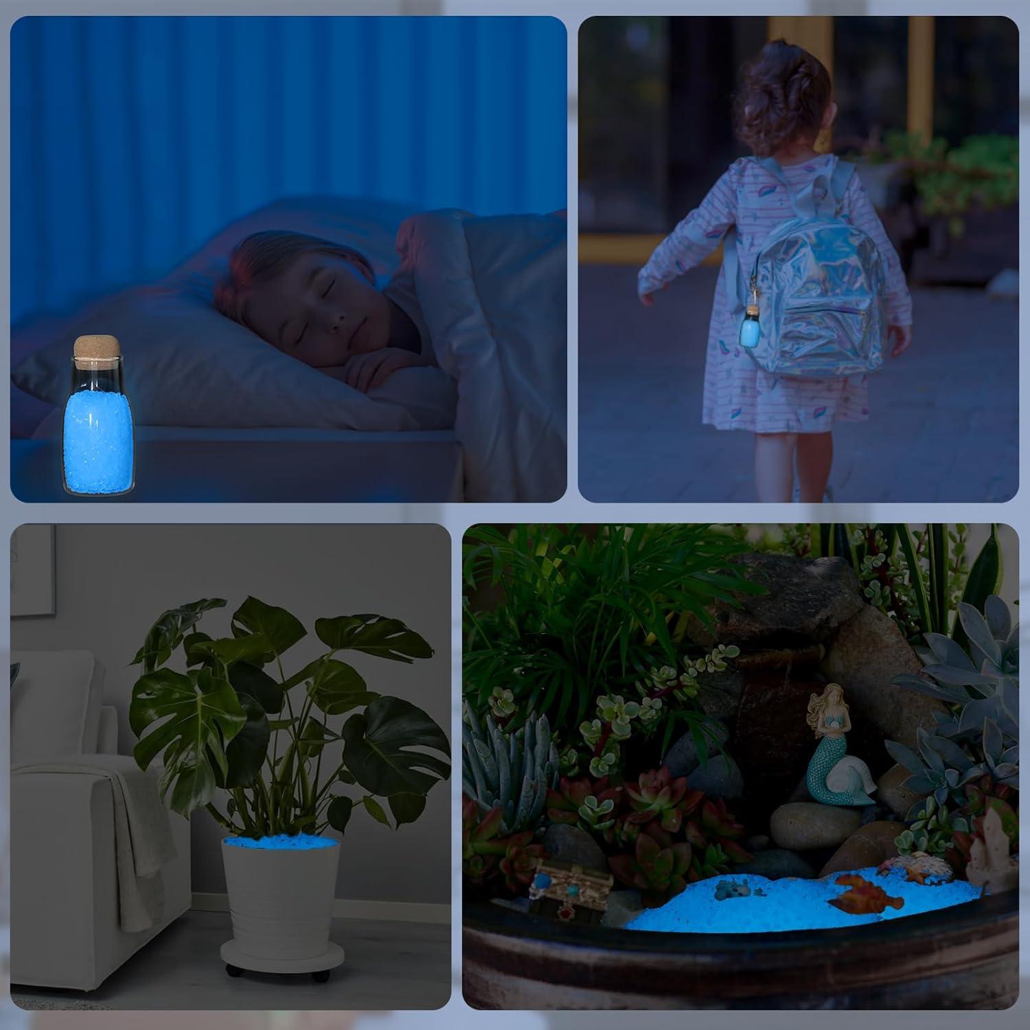 Piedras Brillantes Luminosa Azul 250g para Acuarios DIY