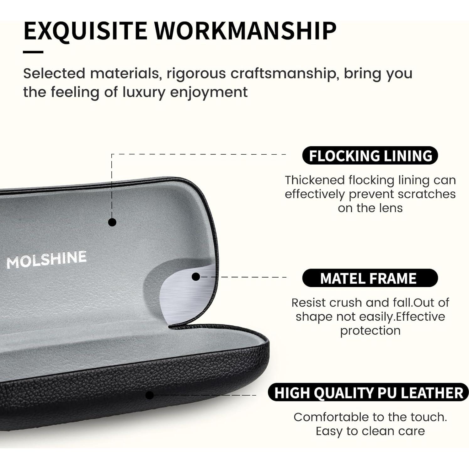 Funda Dura para Gafas de Sol Molshine - Grande, Negro