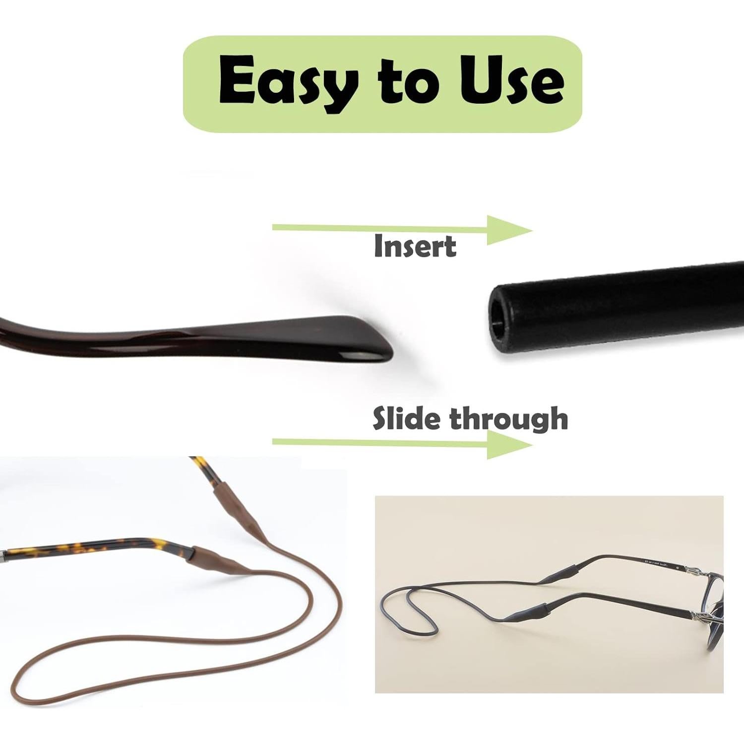 Correa de Gafas de Silicona UPIONIC - 55cm, 3 Unidades, Negro