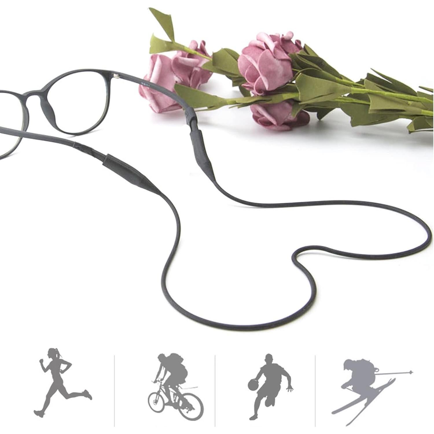 Correa de Gafas de Silicona UPIONIC - 55cm, 3 Unidades, Negro