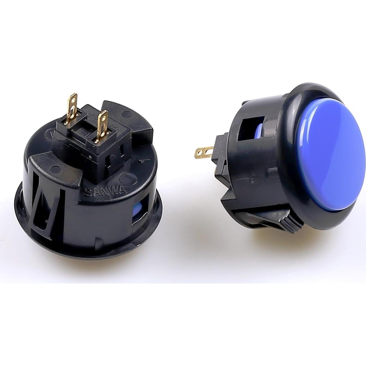 Botón de Presión Sanwa OBSF-30 30mm Negro y Azul para Arcade