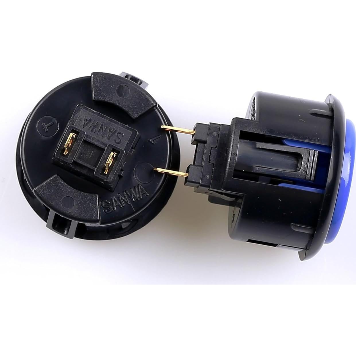 Botón de Presión Sanwa OBSF-30 30mm Negro y Azul para Arcade