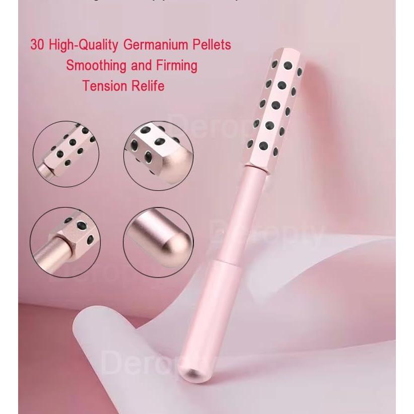 Rodillo de Masaje Facial HyyMe con 30 Piedras de Germanio Rosa