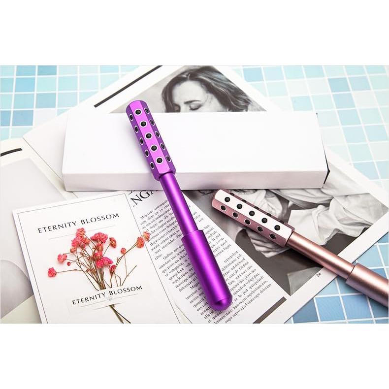 Rodillo de Masaje Facial HyyMe con 30 Piedras de Germanio Rosa