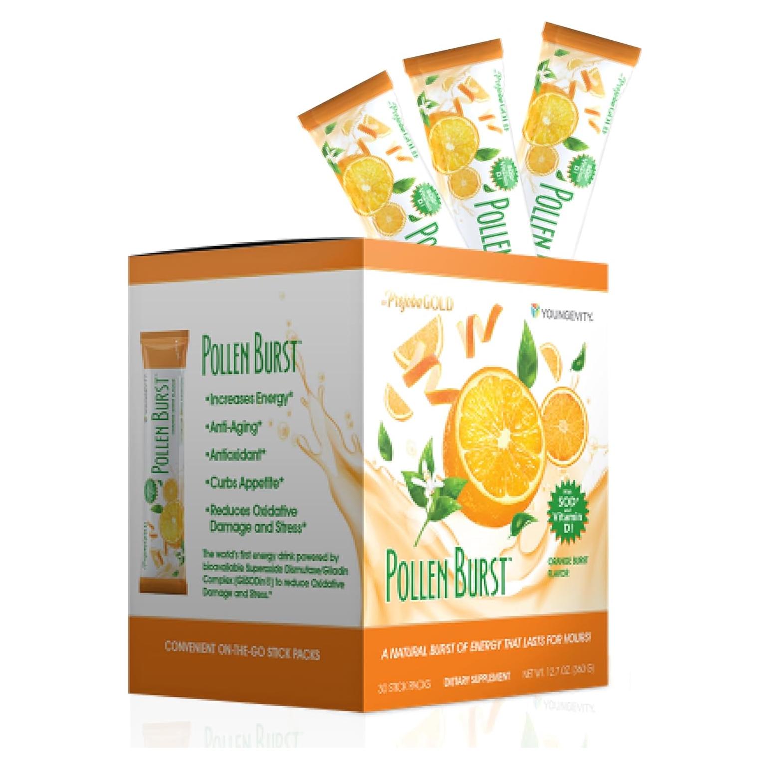Suplemento Energético Youngevity ProJoba Pollen Burst Naranja 30 Paquetes