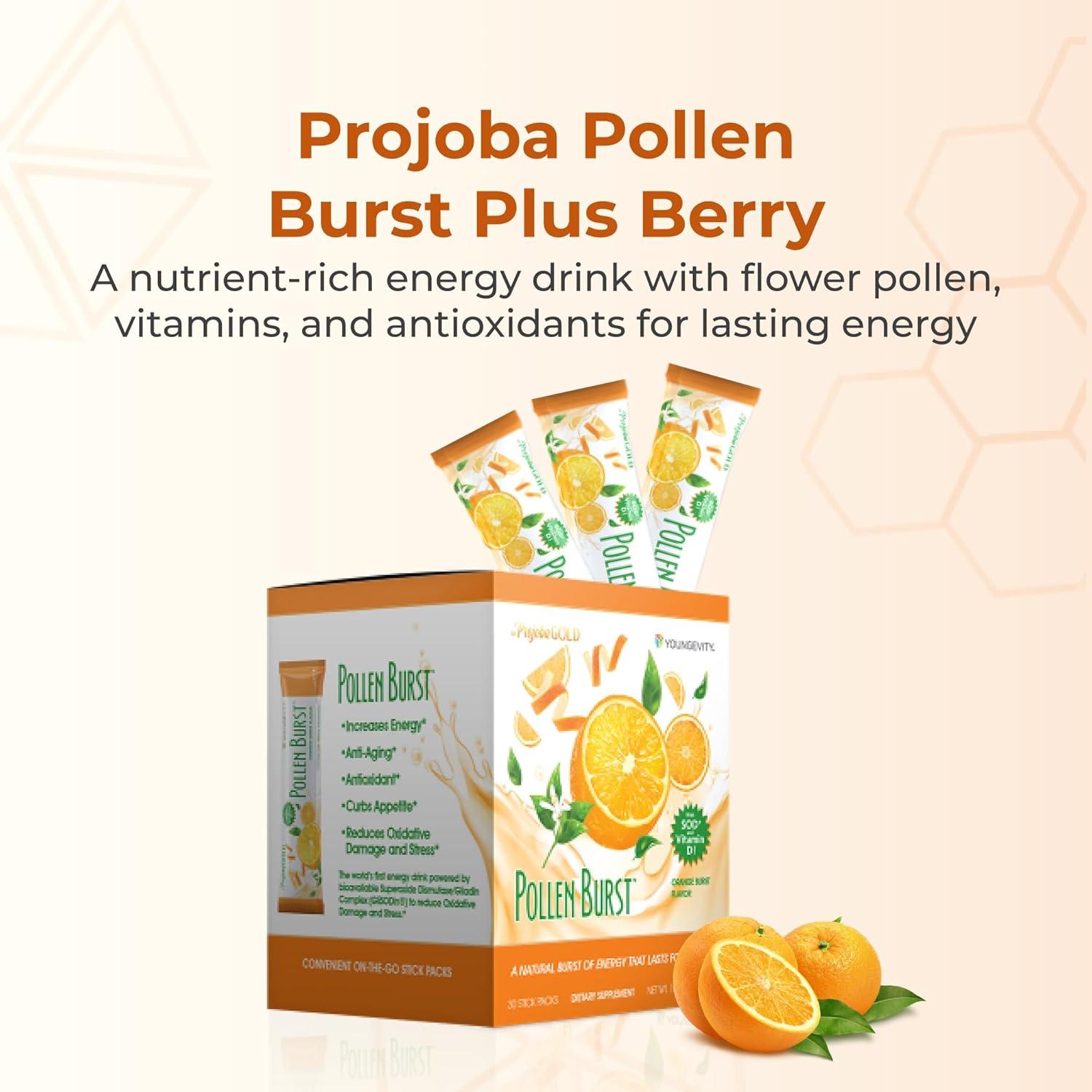 Suplemento Energético Youngevity ProJoba Pollen Burst Naranja 30 Paquetes