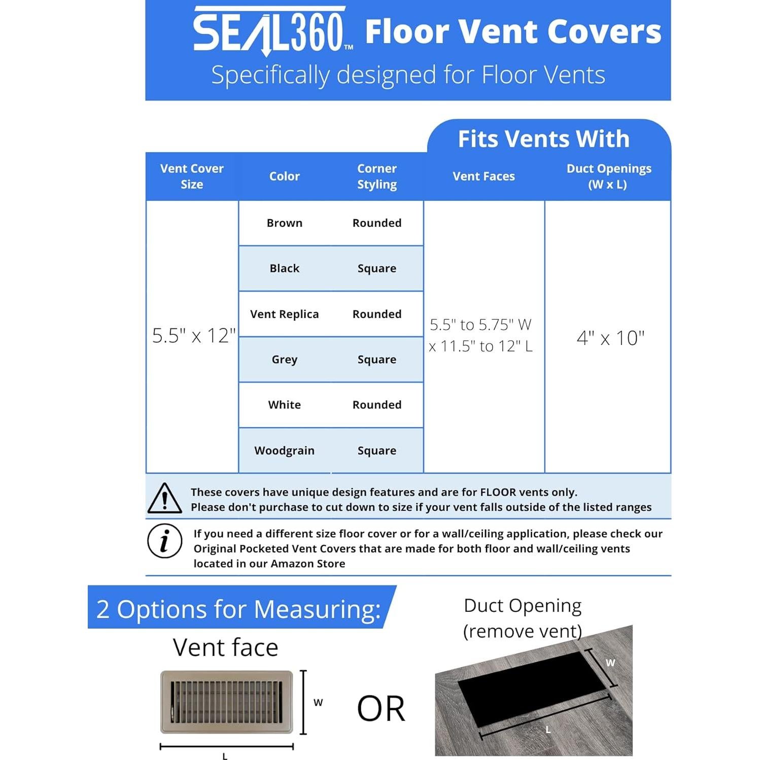 Cubiertas Magnéticas SEAL360 para Ventilación de Piso 5.5x12" Marrón