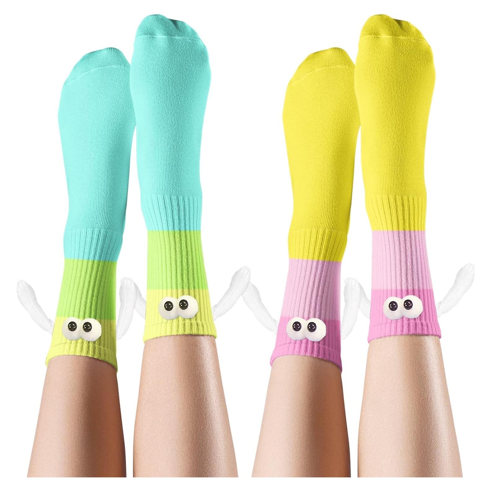 Calcetines Magnéticos Locos - 2 Pares Divertidos de Personajes