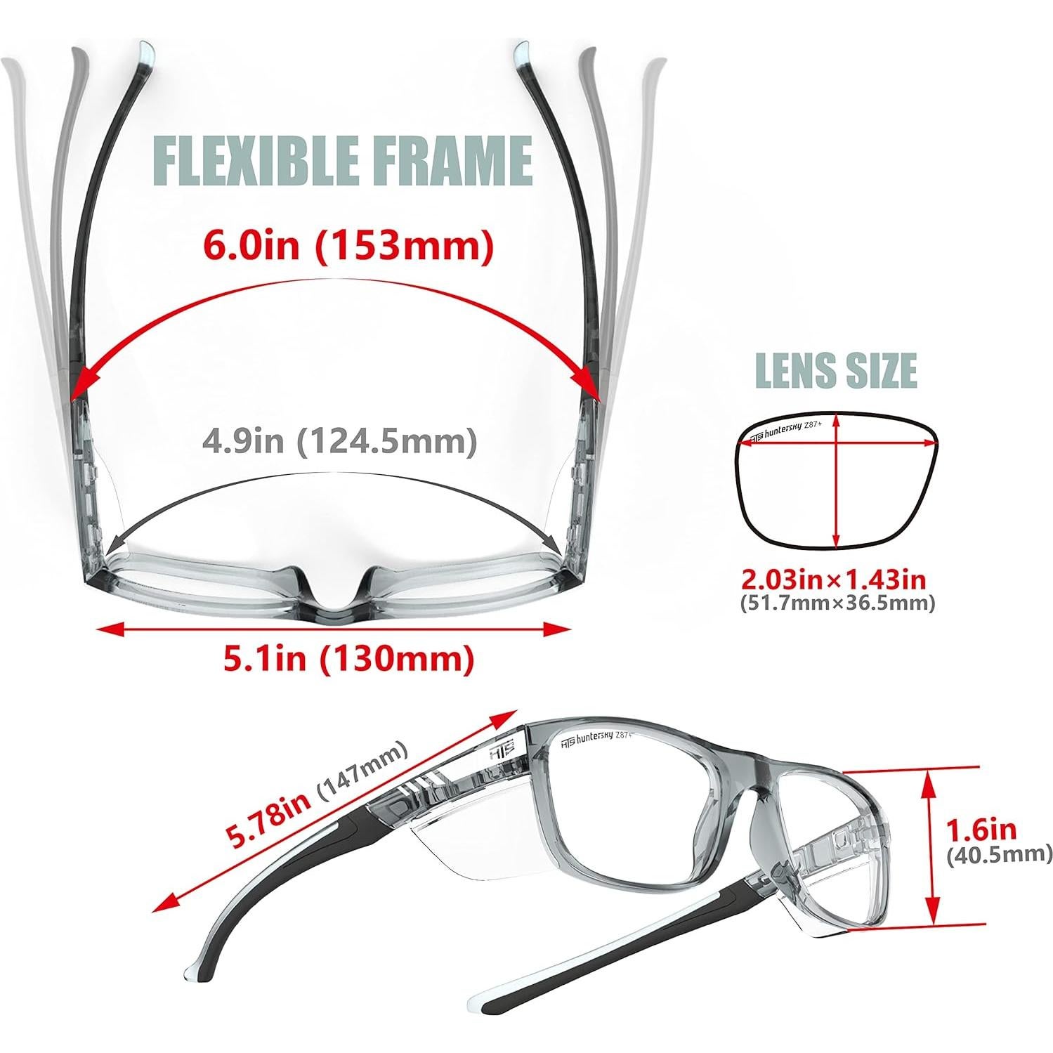 Gafas de Seguridad HTS TR90NZZ Pequeñas con Protectores Laterales