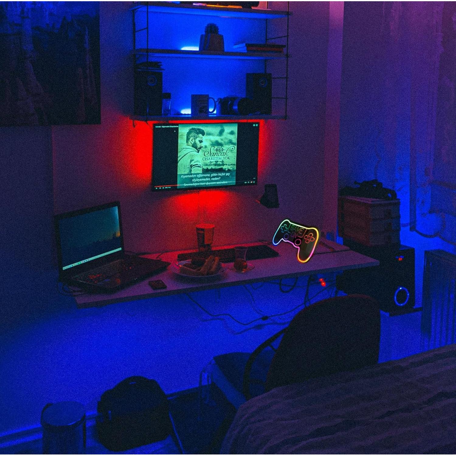 Luz Neón GamePad LED CACUINA 200+ Colores RGB 40x26cm