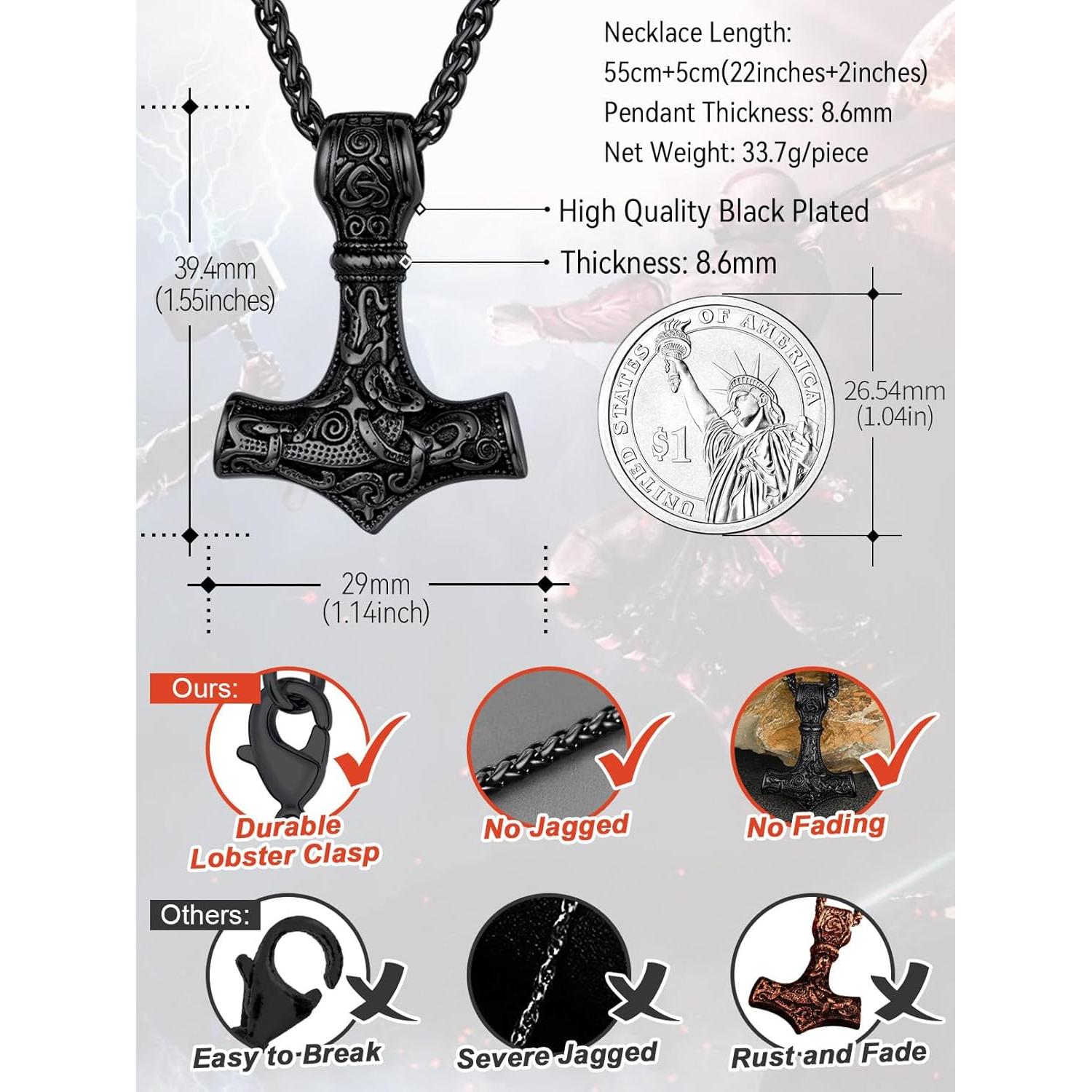 Collar Talisman Martillo de Thor FaithHeart Acero Inoxidable