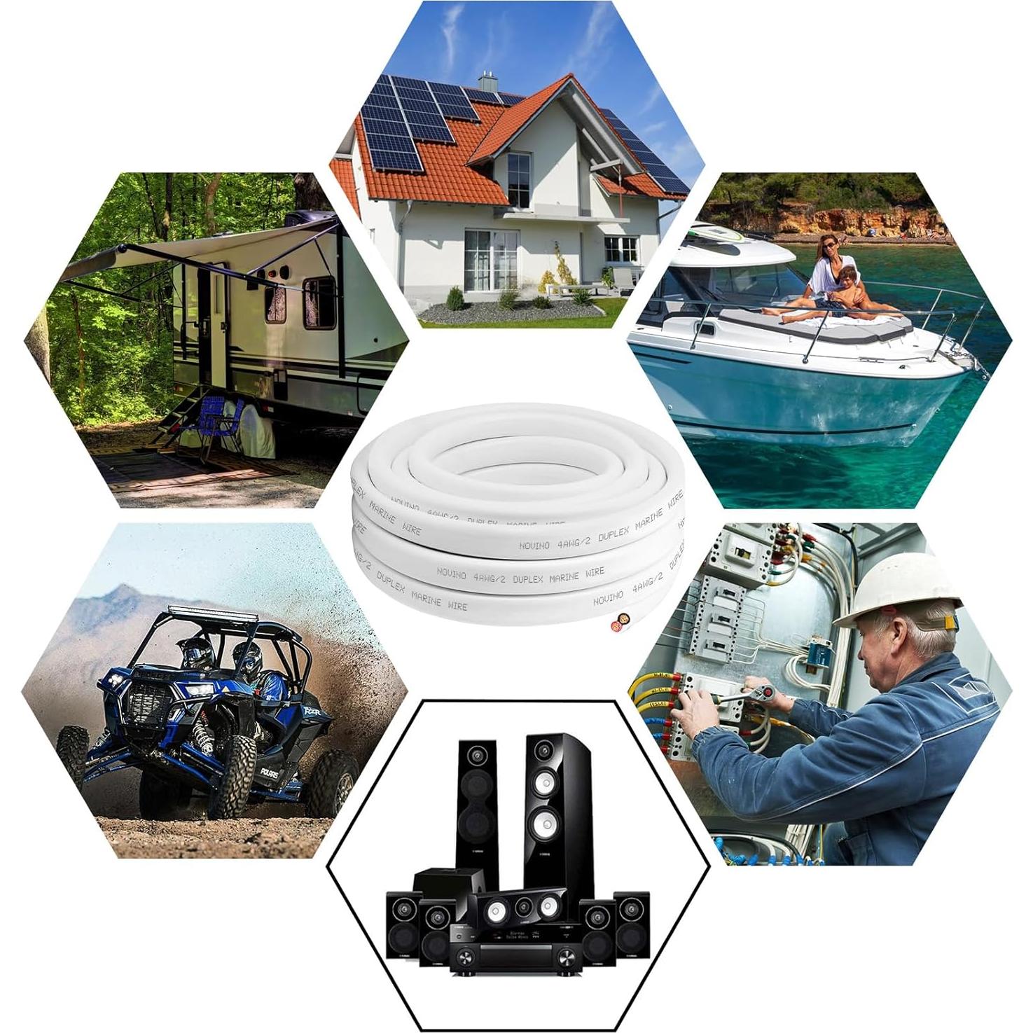 Cable Marino Dúplex 4 AWG NOVINO 1.83 m Cobre Estaño