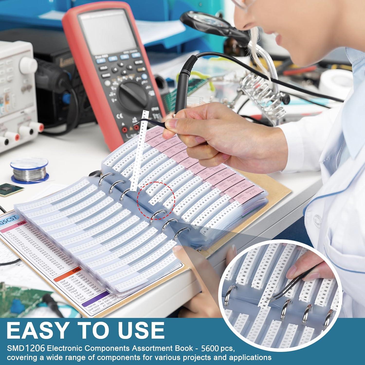 Kit de Componentes SMD 5600Pcs EGSCST 1206 Resistencias y Más