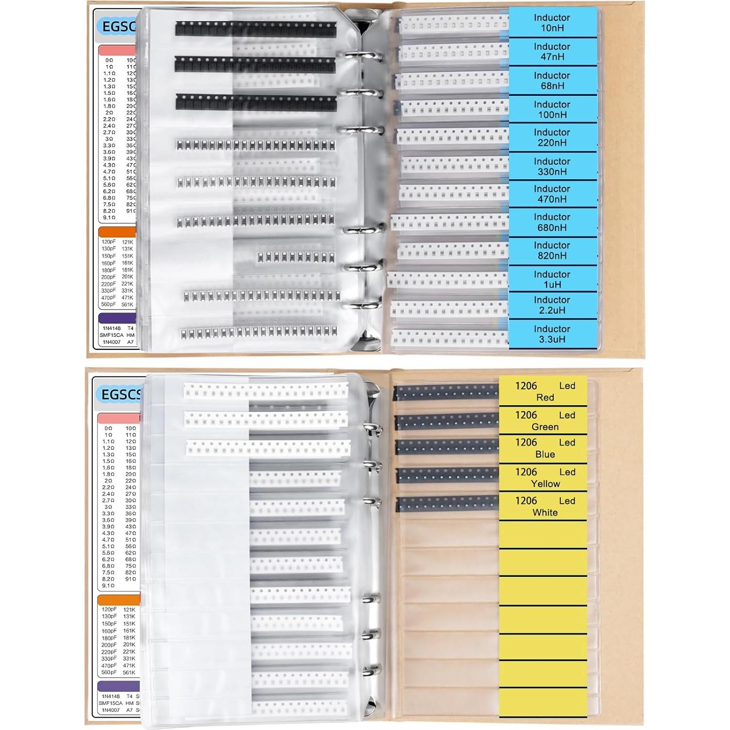 Kit de Componentes SMD 5600Pcs EGSCST 1206 Resistencias y Más