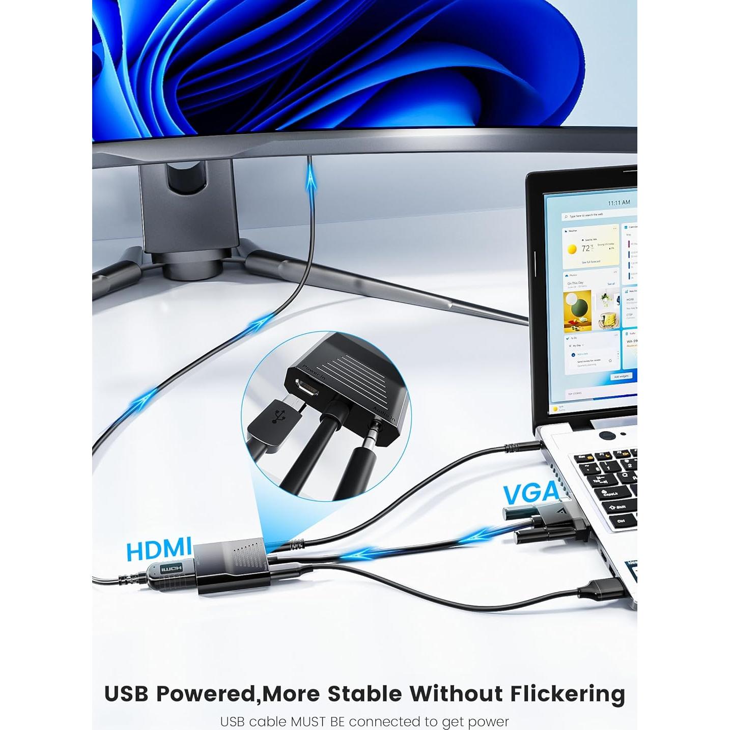 Adaptador FOINNEX VGA a HDMI 0.1M 1080P con Audio